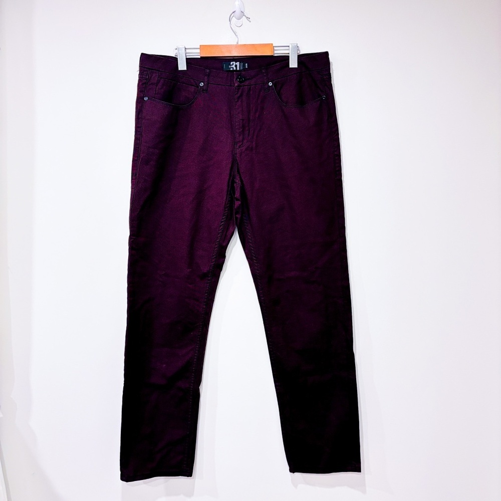 SIMONS Burgundy Straight Leg Stretch Pants 5 Pocket Cotton Size 36